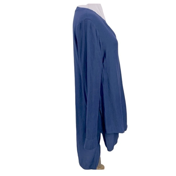 Soft Surroundings In the Study Blue Asymmetrical Pullover Lightweight Henley - Picture 10 of 12